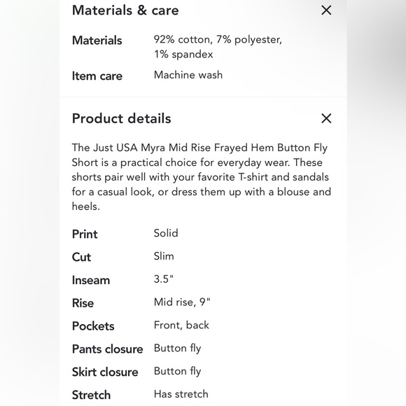 Mid Rise Frayed Hem Button Fly Short - Picture 6 of 6